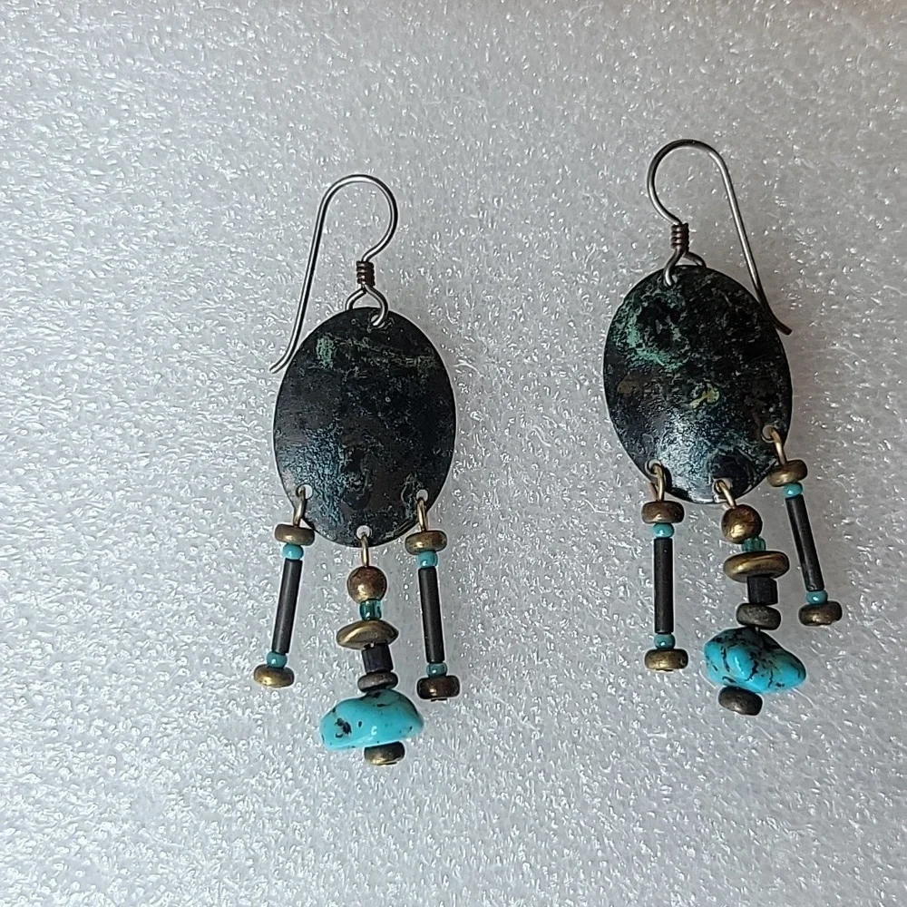 Beaded Turquoise Drop Earrings